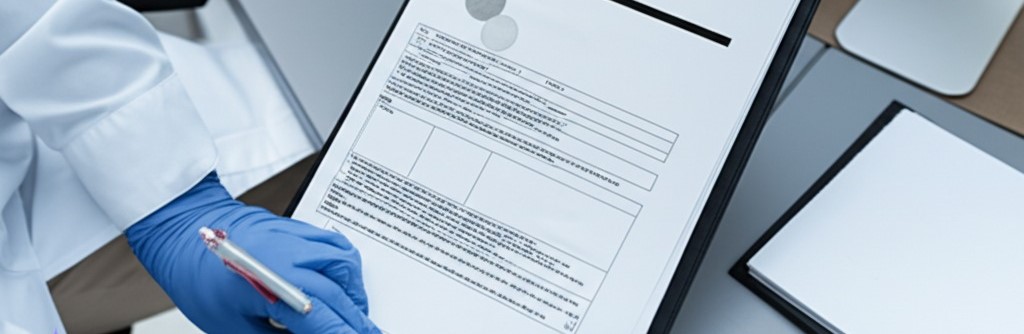Safety professional reviewing SDS documentation during an audit with binders and computer screens showing chemical inventory